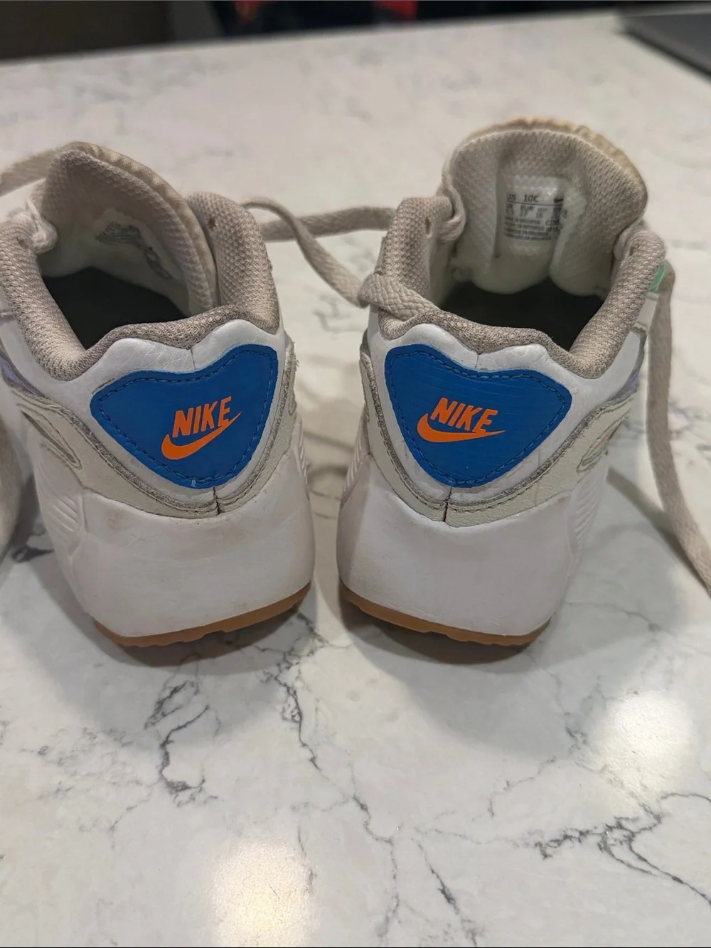 Nike Kids White Sneakers with Blue, Green & Purple Accents